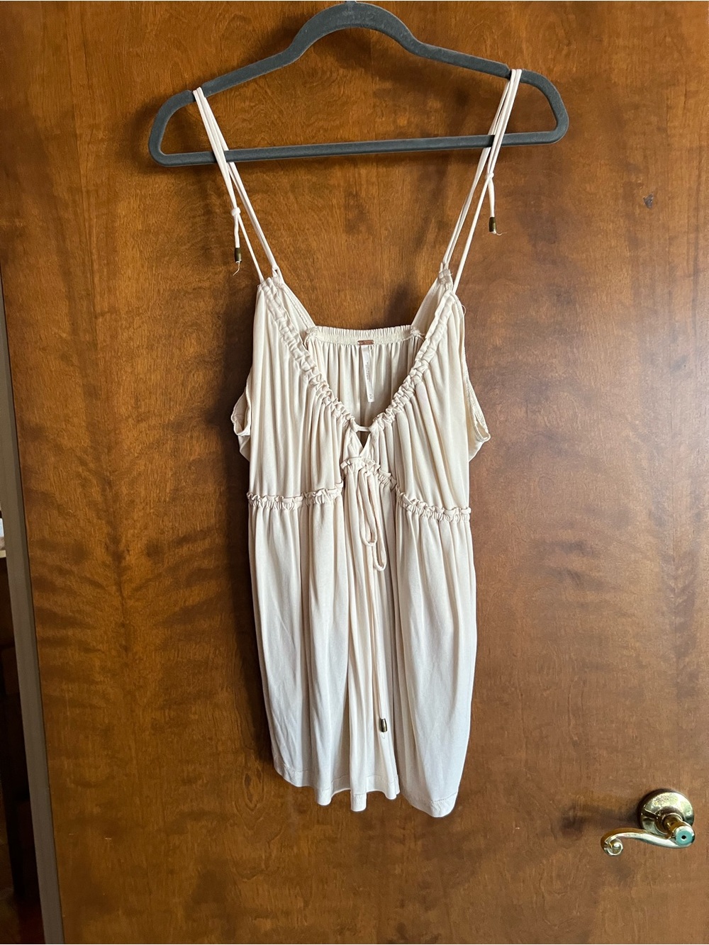 Free People Cream Adjustable-Strap V-Neck Camisole